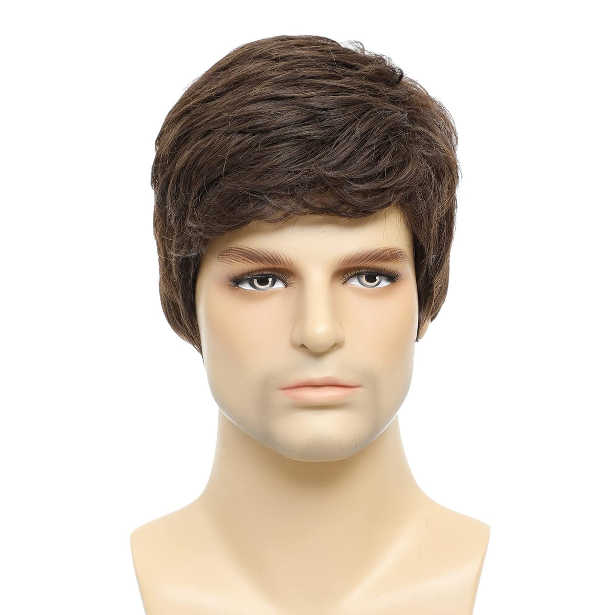 BCHR Peluca marrón para hombre, peluca corta marrón para hombres, p...