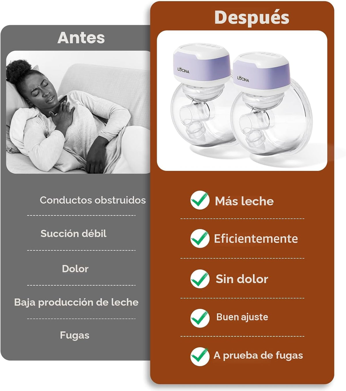 Extractor de leche portátil con manos libres de larga duración de l...