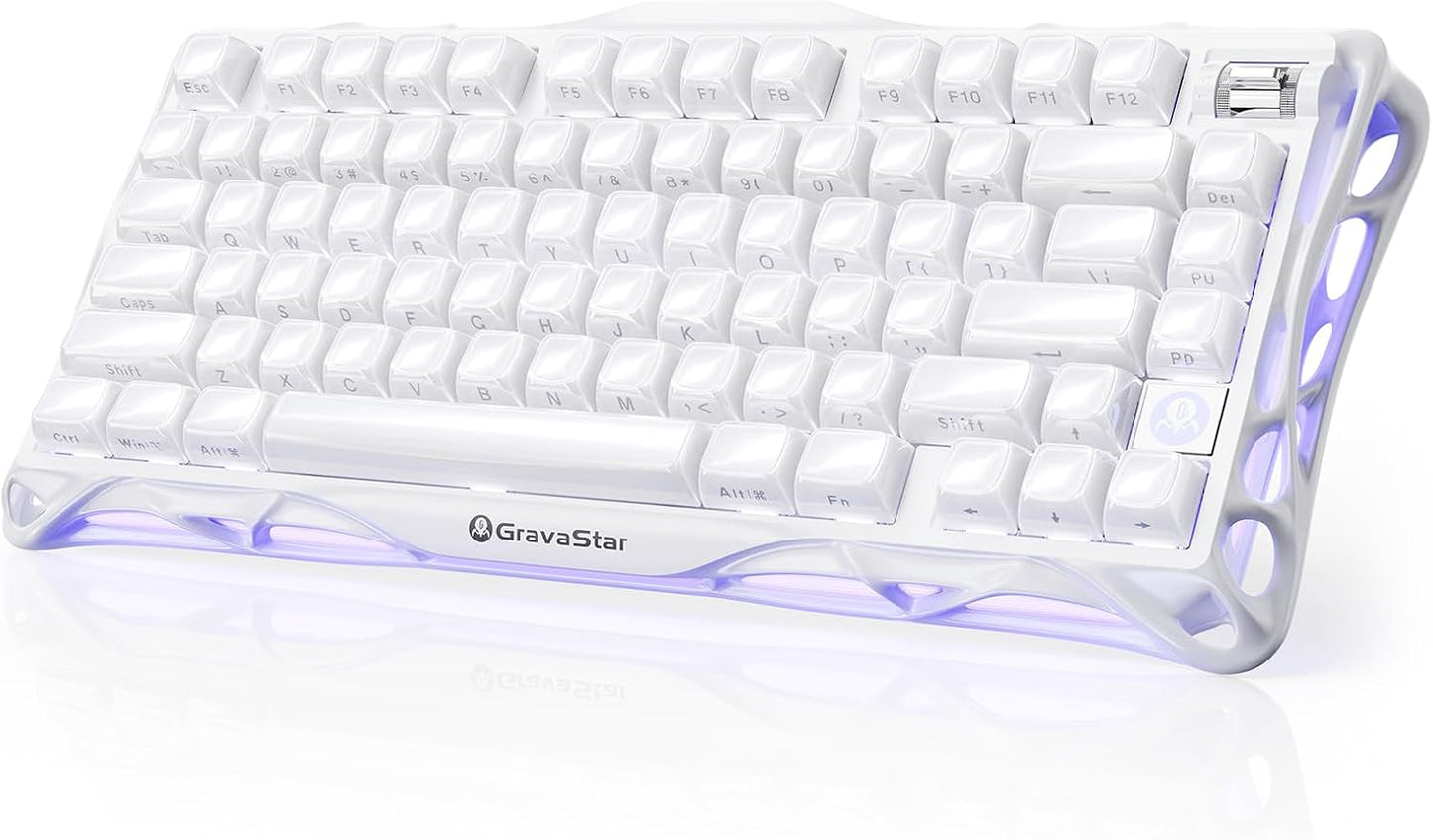 GravaStar Mercury K1 Teclado inalámbrico 75% blanco, teclado mecáni...
