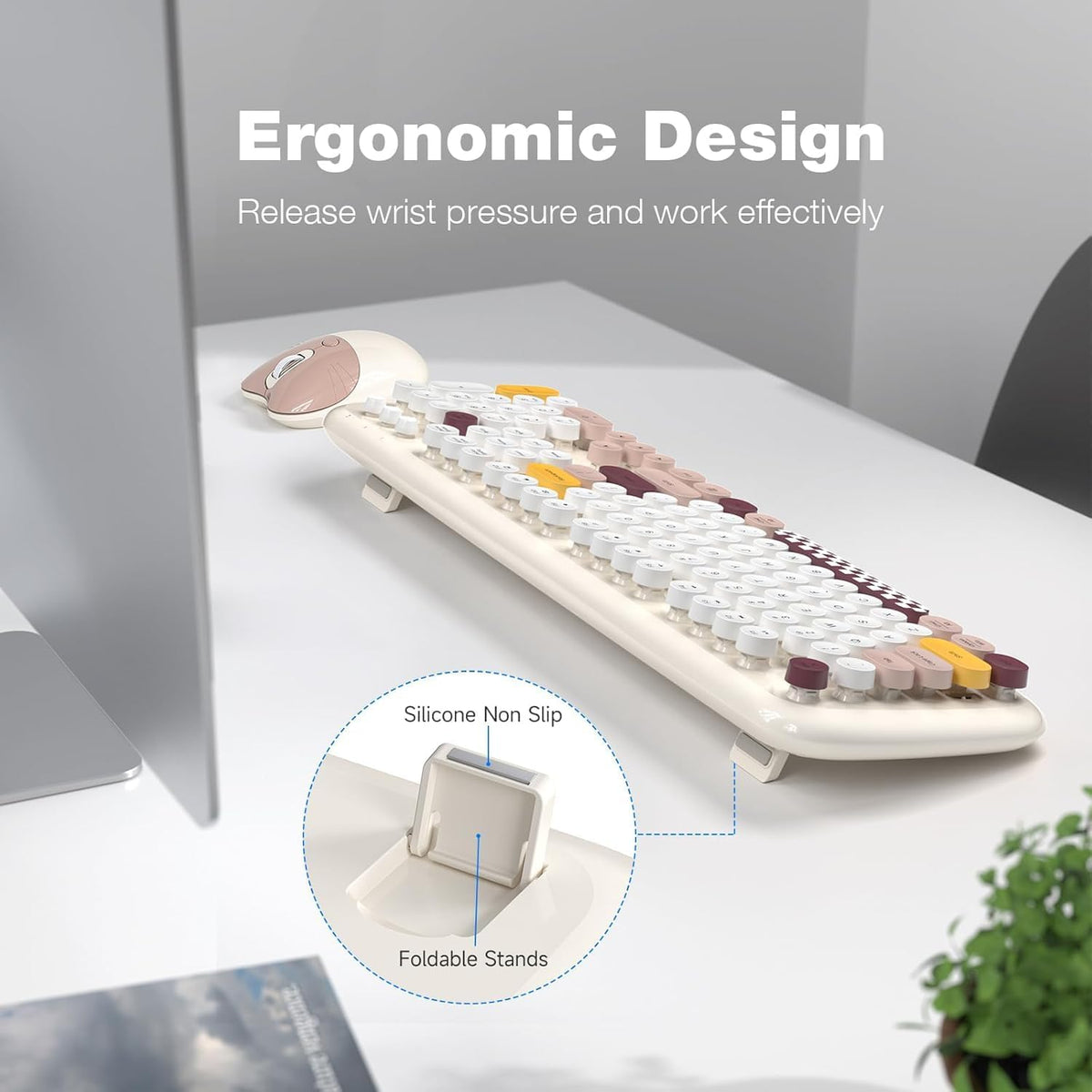 SaharaCase - Combo de teclado y mouse inalámbricos con clic silenci...