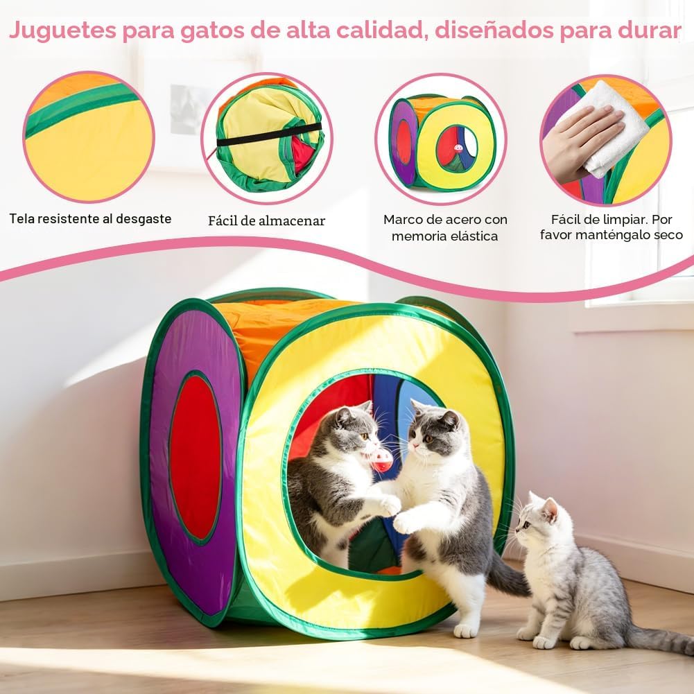 Retro Shaw Paquete de 33 juguetes para gatos de interior, con túnel...
