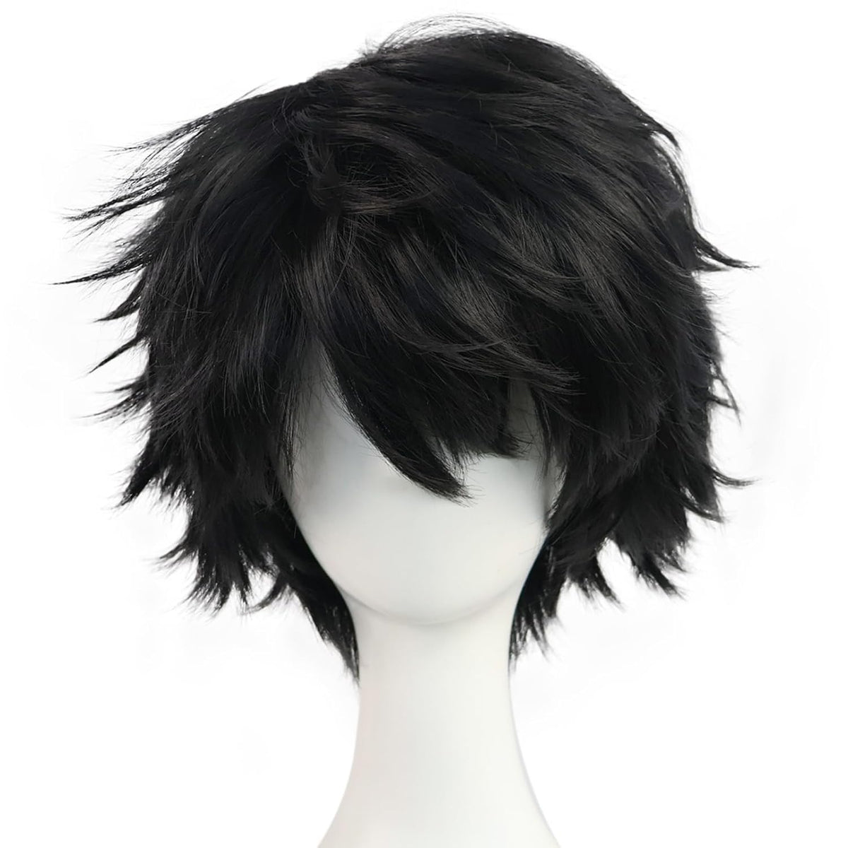 BESTBEL Peluca corta negra para hombre, pelucas de cosplay negras,...