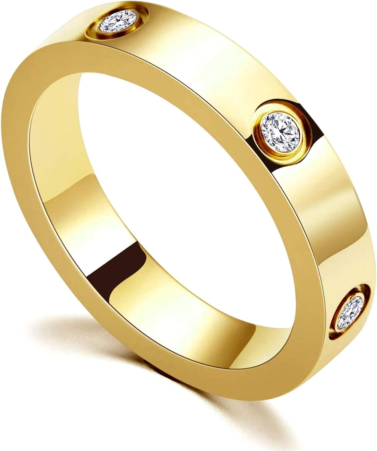 PDWZNBA Anillo de amistad de amor de acero inoxidable chapado en or...