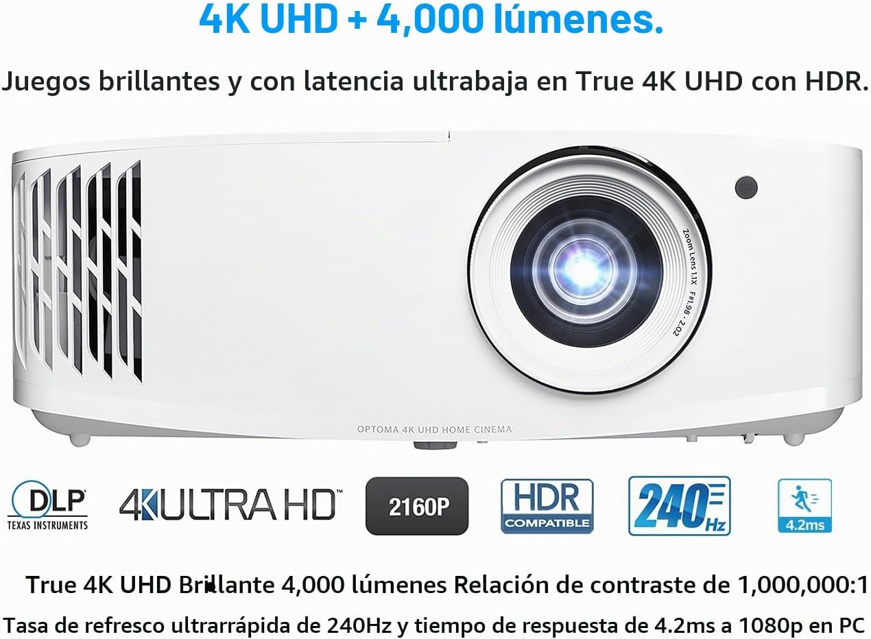 Optoma UHD38X 4K UHD Proyector con Alto Rango Dinámico - Blanco