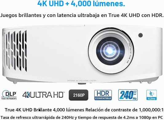 Optoma UHD38X 4K UHD Proyector con Alto Rango Dinámico - Blanco