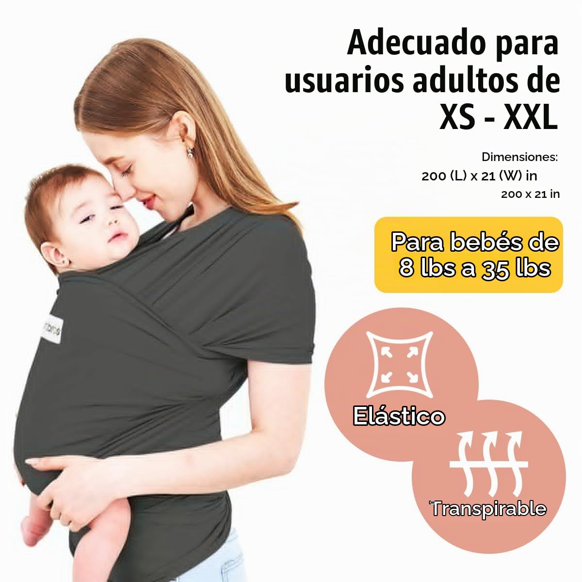 Acrabros Portabebés, manos libres, ligero, transpirable, suave, per...