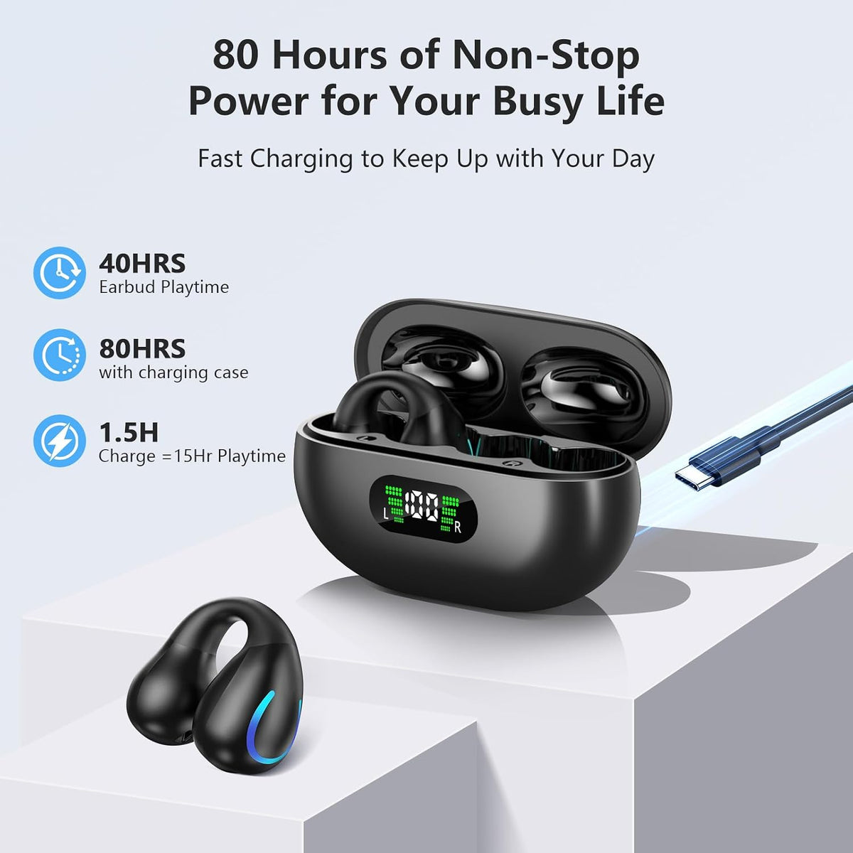 Auriculares de conducción ósea de oreja abierta 2026 Bluetooth 5.4...