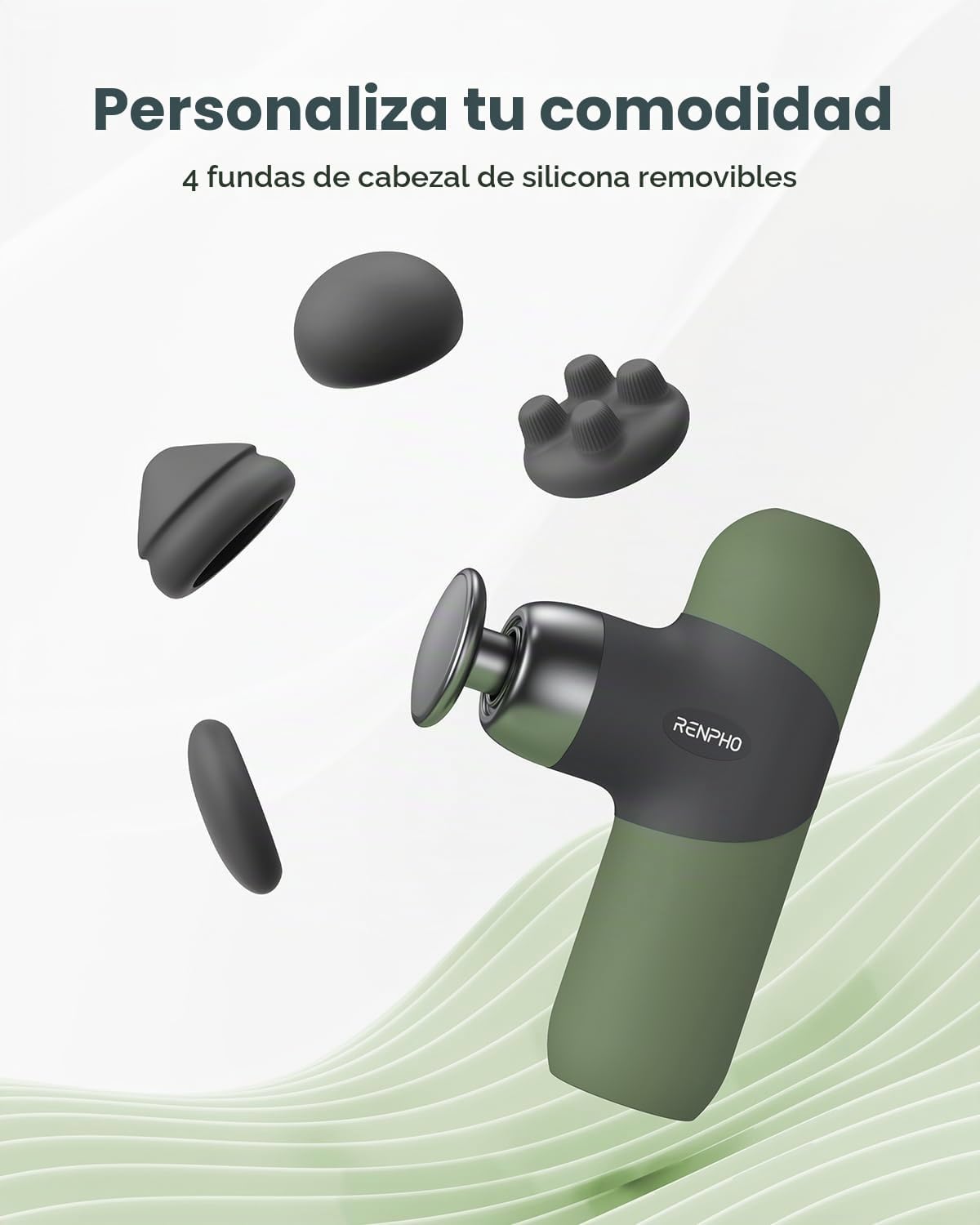 RENPHO Mini pistola de masaje térmico con calor, carcasa de silicon...