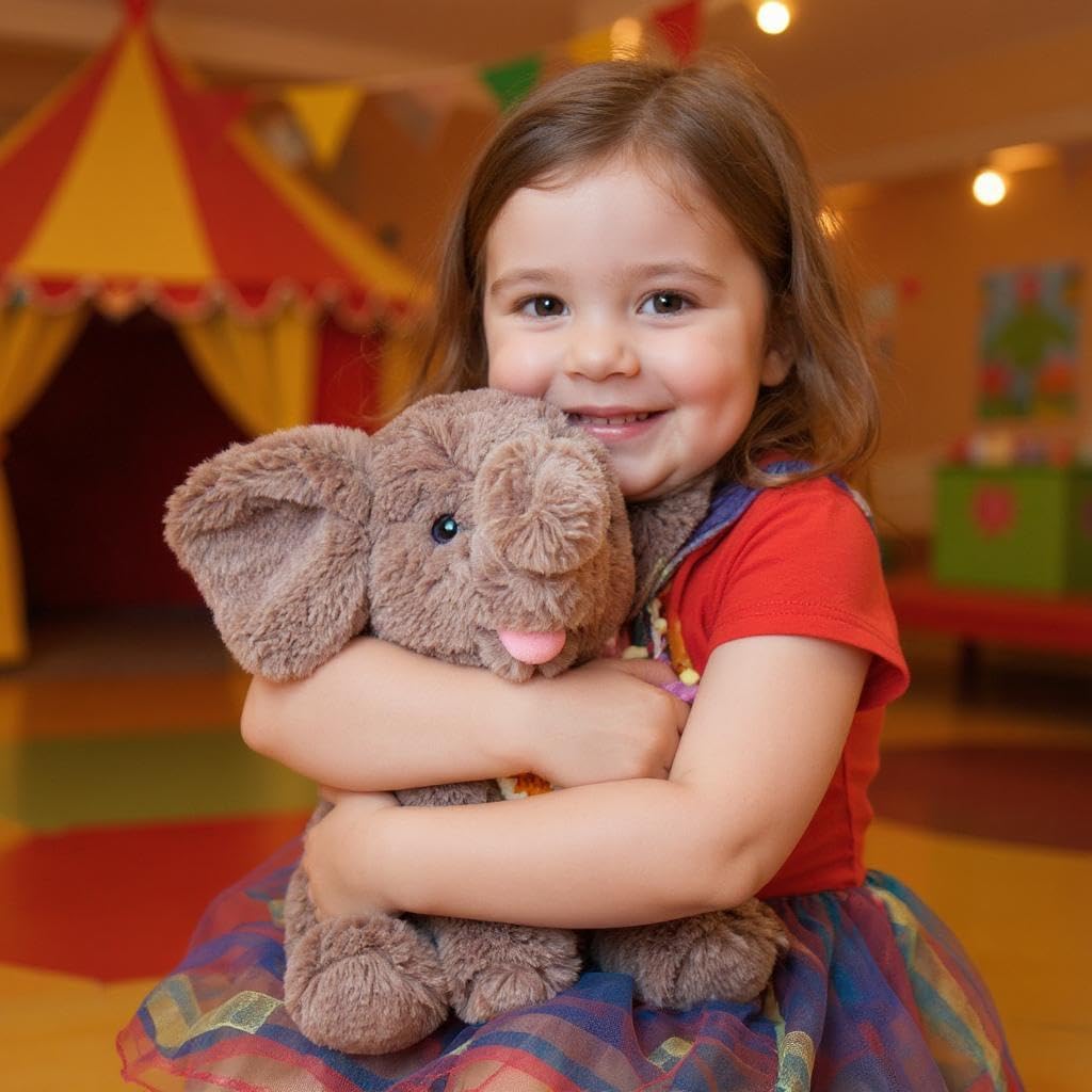 Hopearl Adorable elefante de peluche con babero de punto colorido y...