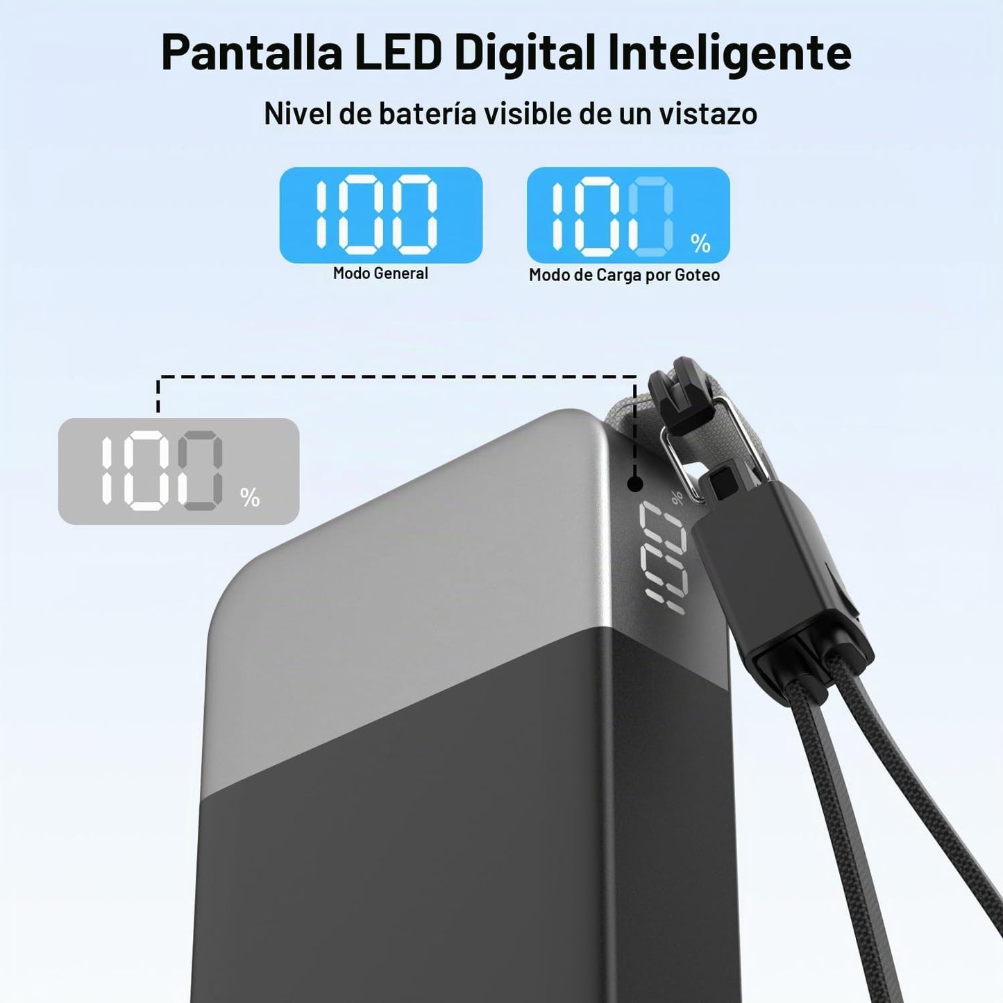 Cargador portátil NOBIS 20000mAh 65W Power Bank con cable desmontab...