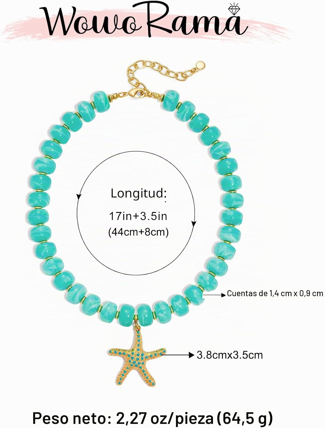WOWORAMA Collar de playa de verano para mujer, coloridos collares d...