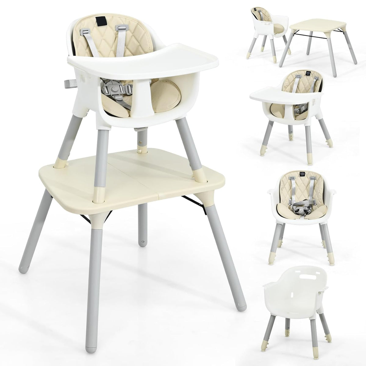 HONEY JOY Silla alta 5 en 1 convertible, silla alta para bebés y ni...