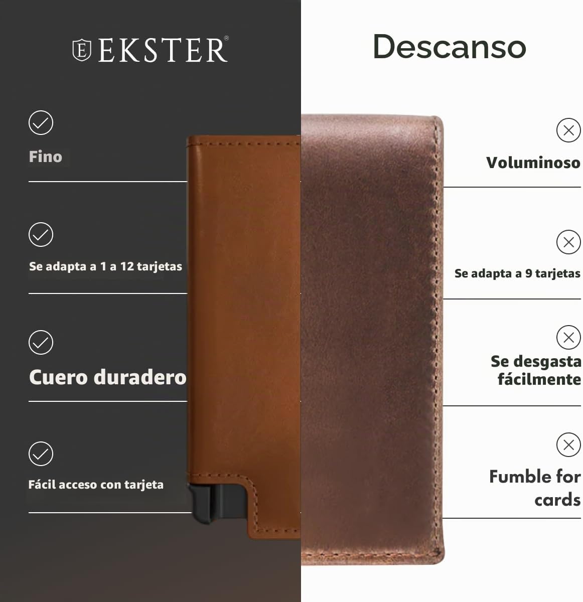 Ekster - Cartera desplegable para hombre - Cartera metálica con blo...