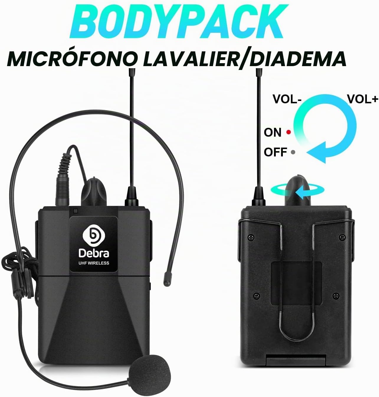 D Debra Audio AU800 Pro UHF Sistema de micrófono inalámbrico de 8 c...