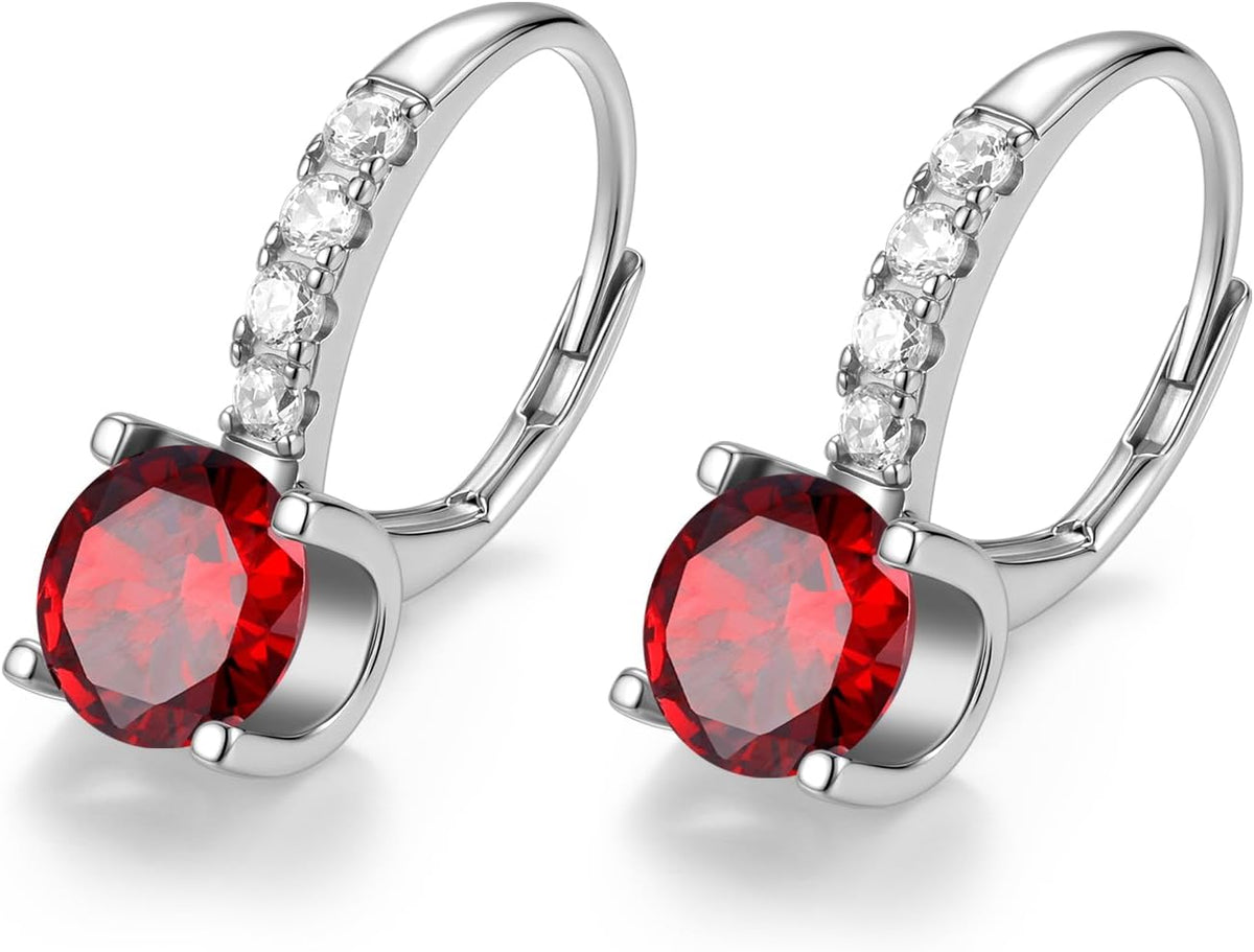 FANCIME Pendientes colgantes con piedra natal para mujer de plata d...