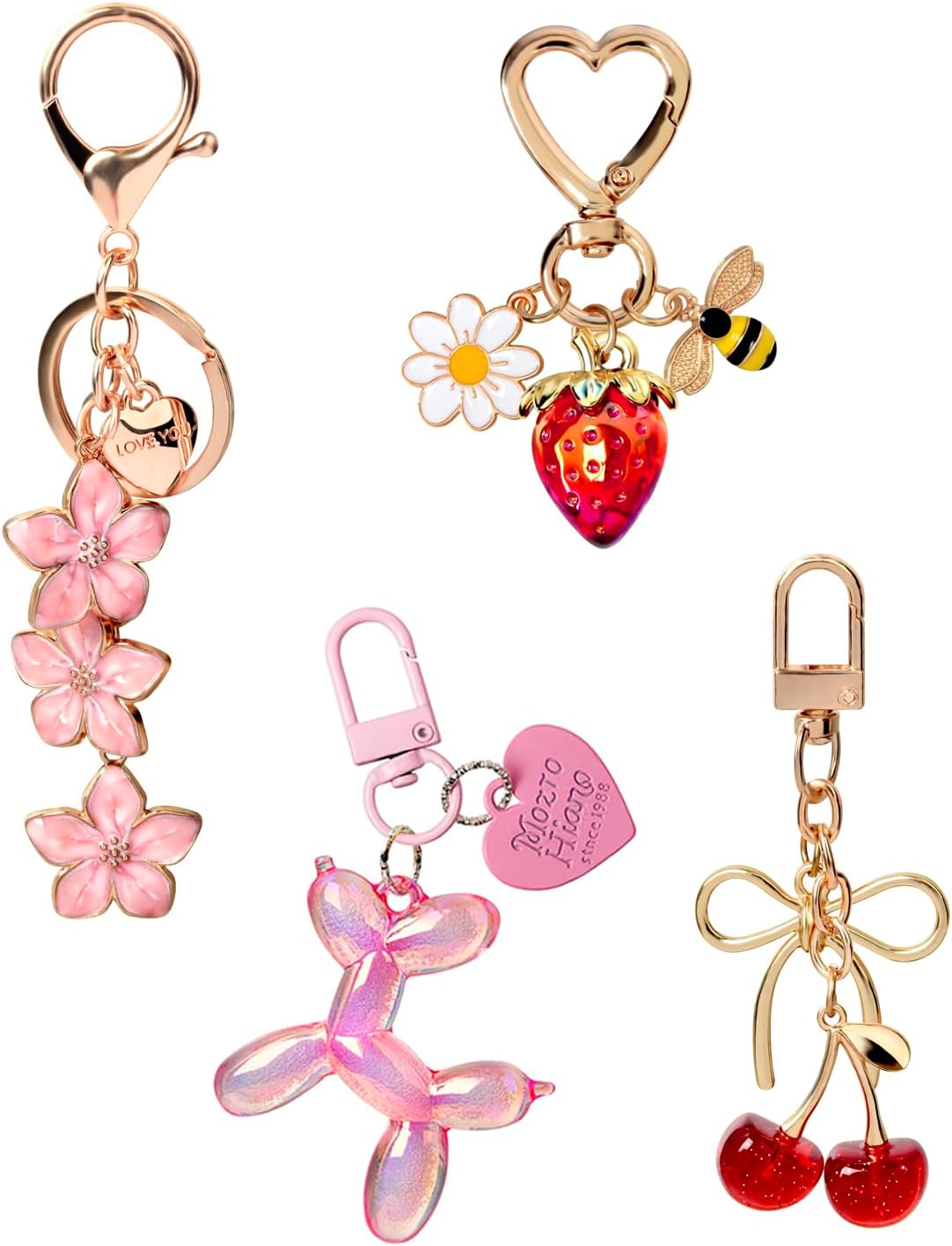 4 dijes para bolsos, bonitos accesorios para bolso y llavero de cer...