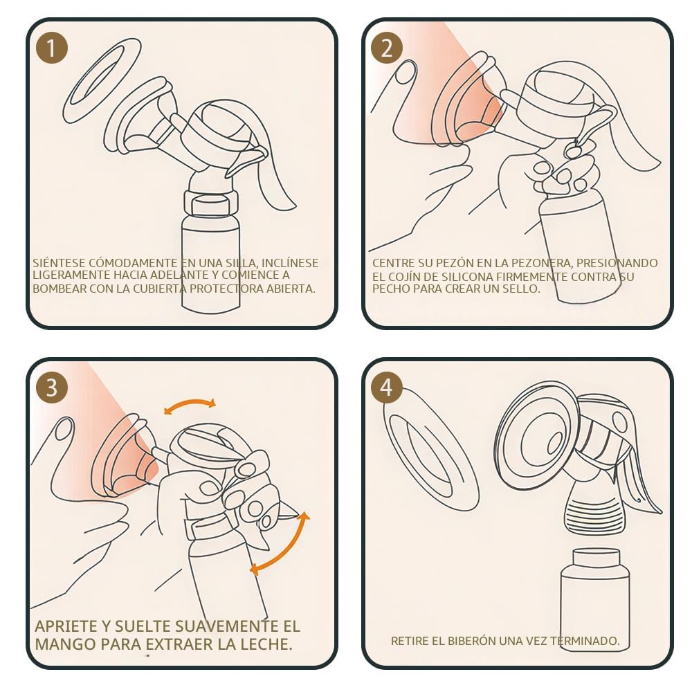 Elfzone Extractor de Leche Manual - Bomba de Mano de Succión Ajusta...
