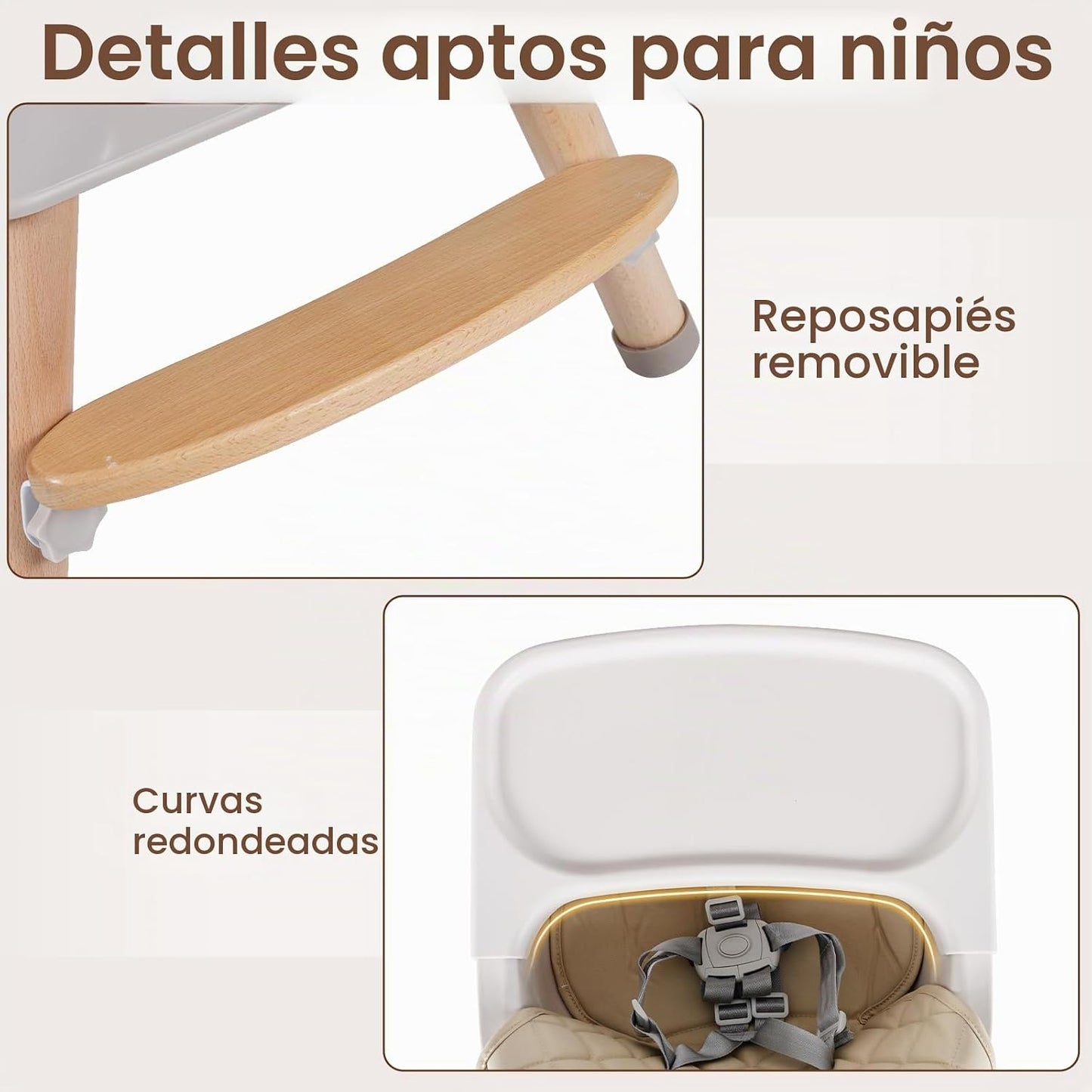 INFANS Silla alta para bebé, silla alta convertible de madera 6 en...