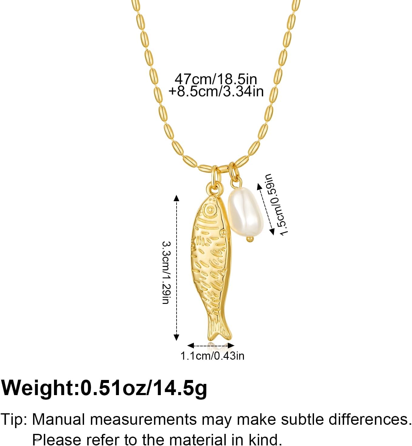 FILMOON Collar de pez para mujer, chapado en oro, colgante de pez,...