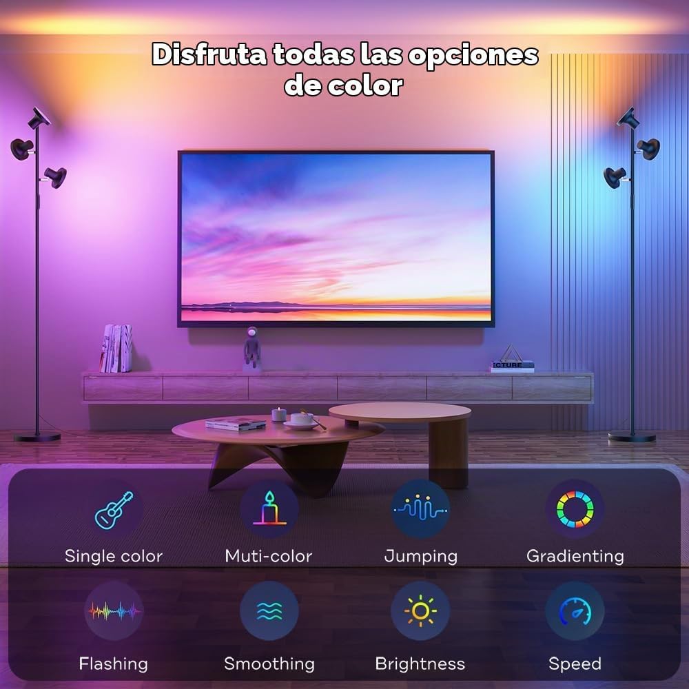 SIBRILLE - Lámpara de pie RGB, lámpara de pie LED brillante de 36W...