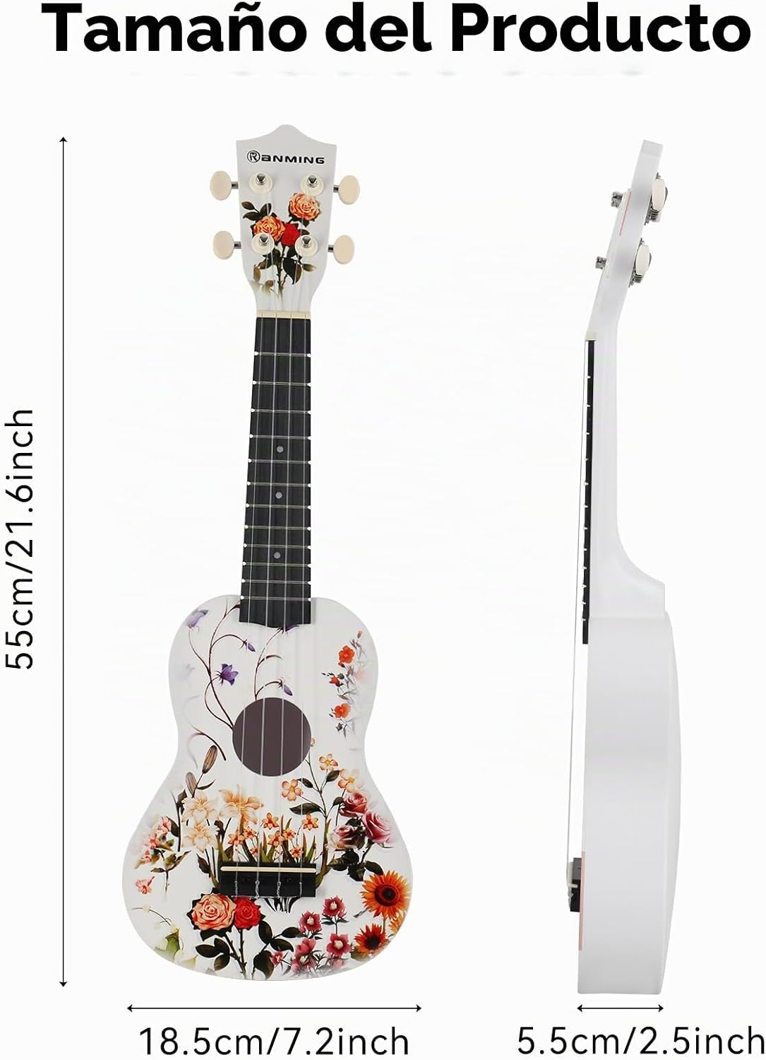 RANMING Ukulele ukelele de 21 pulgadas para niños, kit de iniciació...