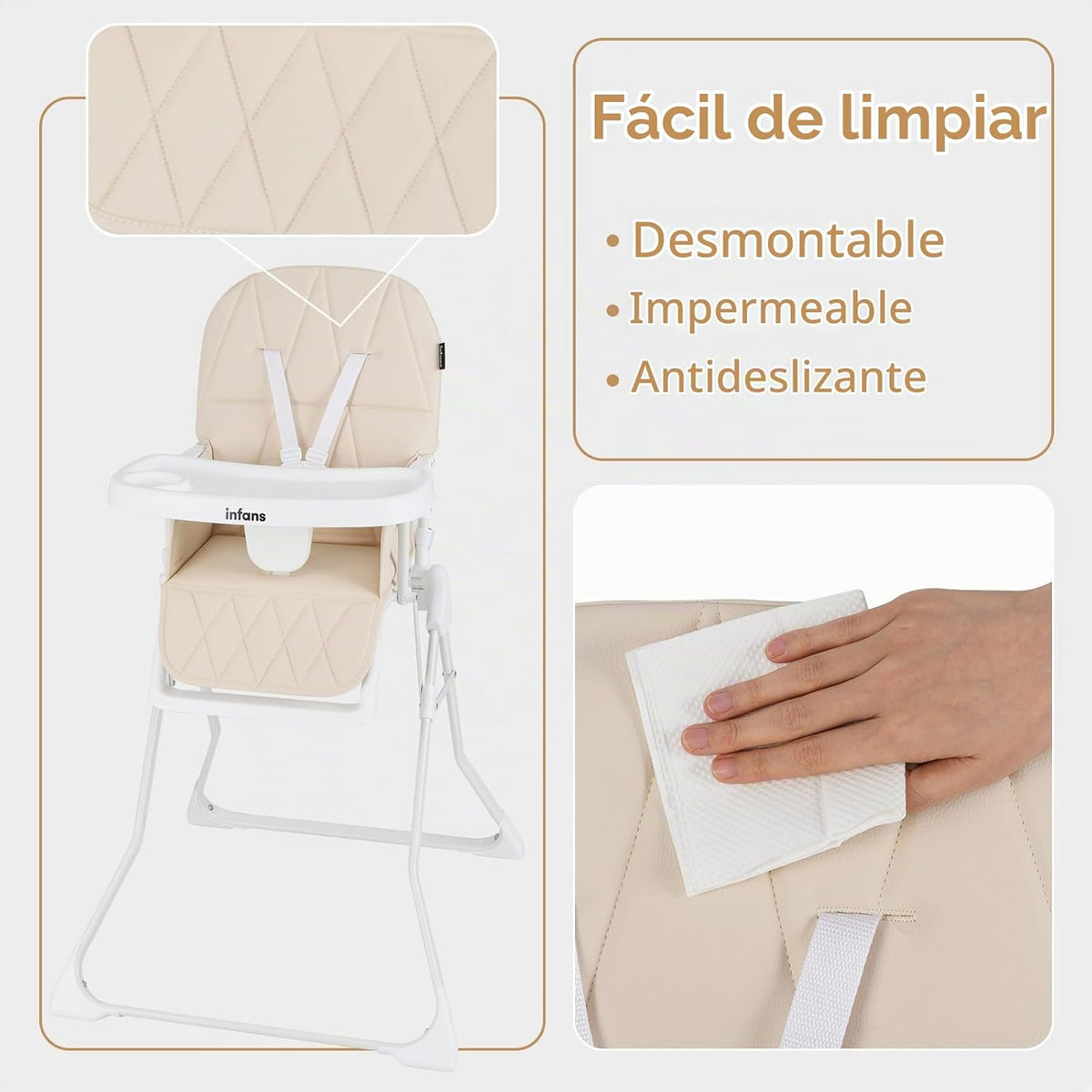 INFANS Silla alta para bebé, silla alta portátil plegable rápida pa...