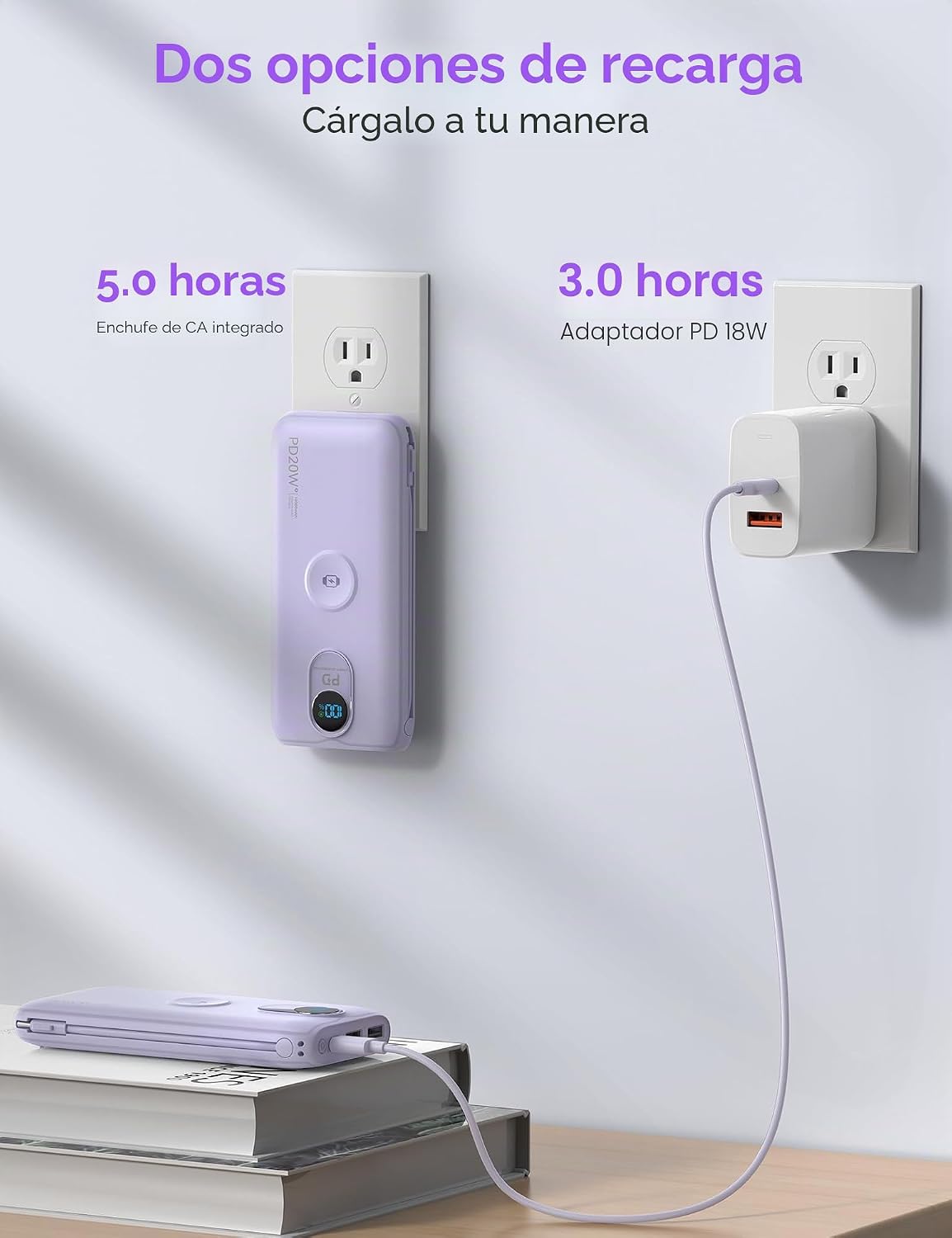 LENGSUM Cargador portátil, cargador de batería de carga rápida de 1...