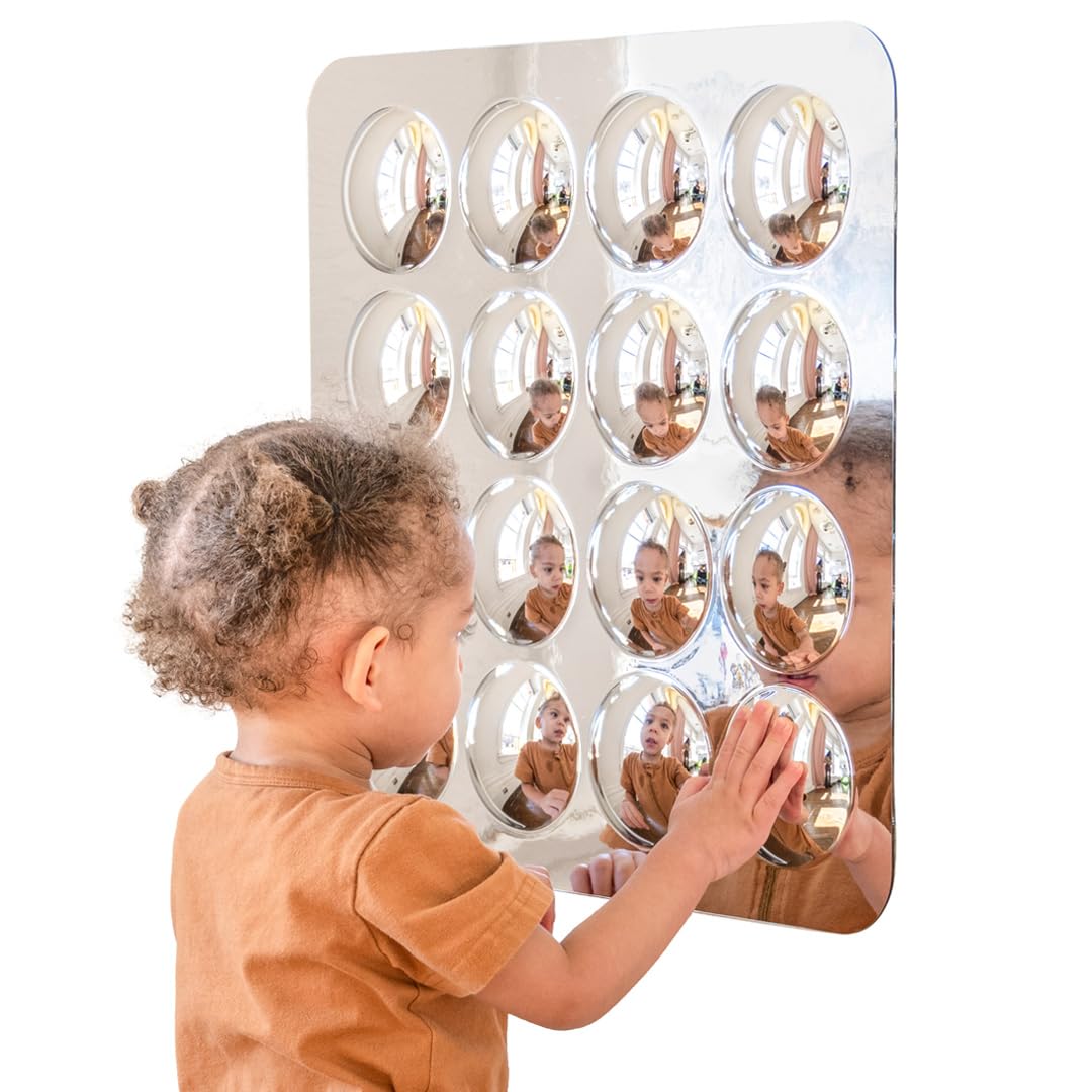 SPARK &amp; WOW Espejo sensorial de pared para niños pequeños, gran...