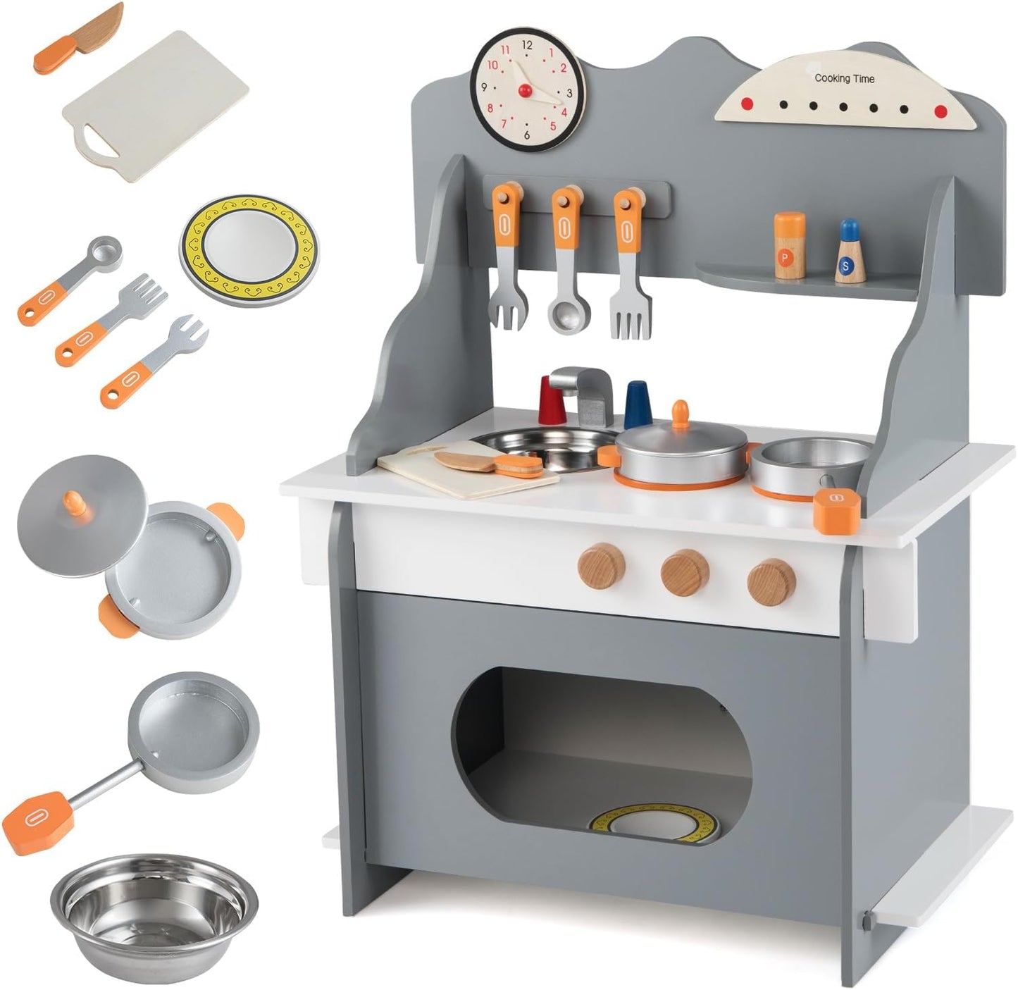 HONEY JOY Juego de cocina para niños pequeños, juego de cocina de m...