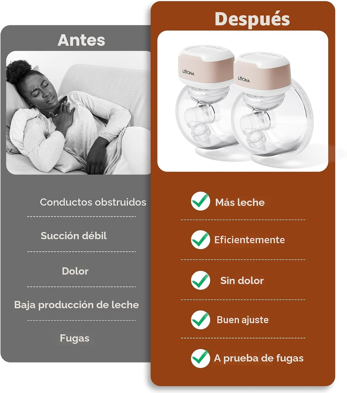 Extractor de lactancia materna portátil, manos libres de batería de...