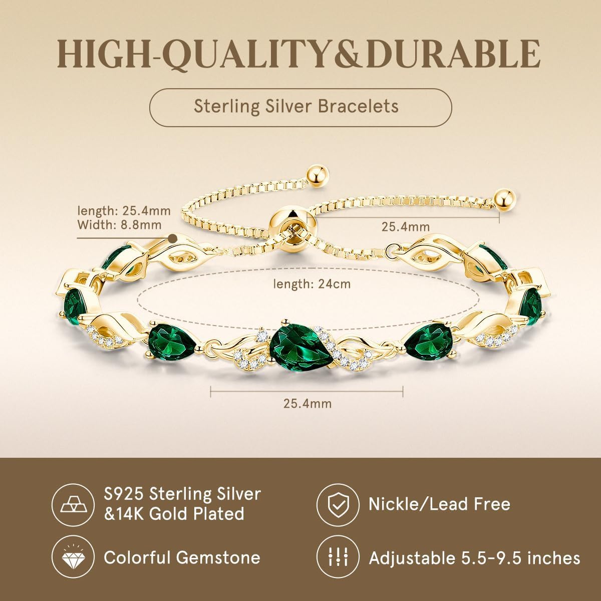 FANCIME Pulsera de tenis ajustable con piedra natal para mujer | Di...