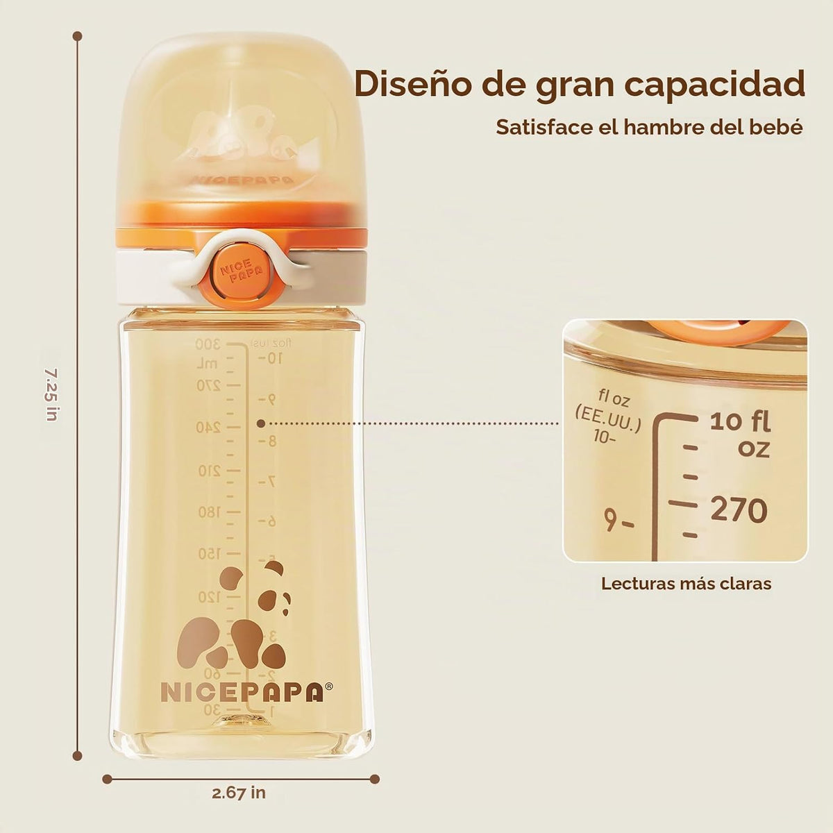 NICEPAPA PPSU Biberones con tapa abatible adjunta, elementos esenci...