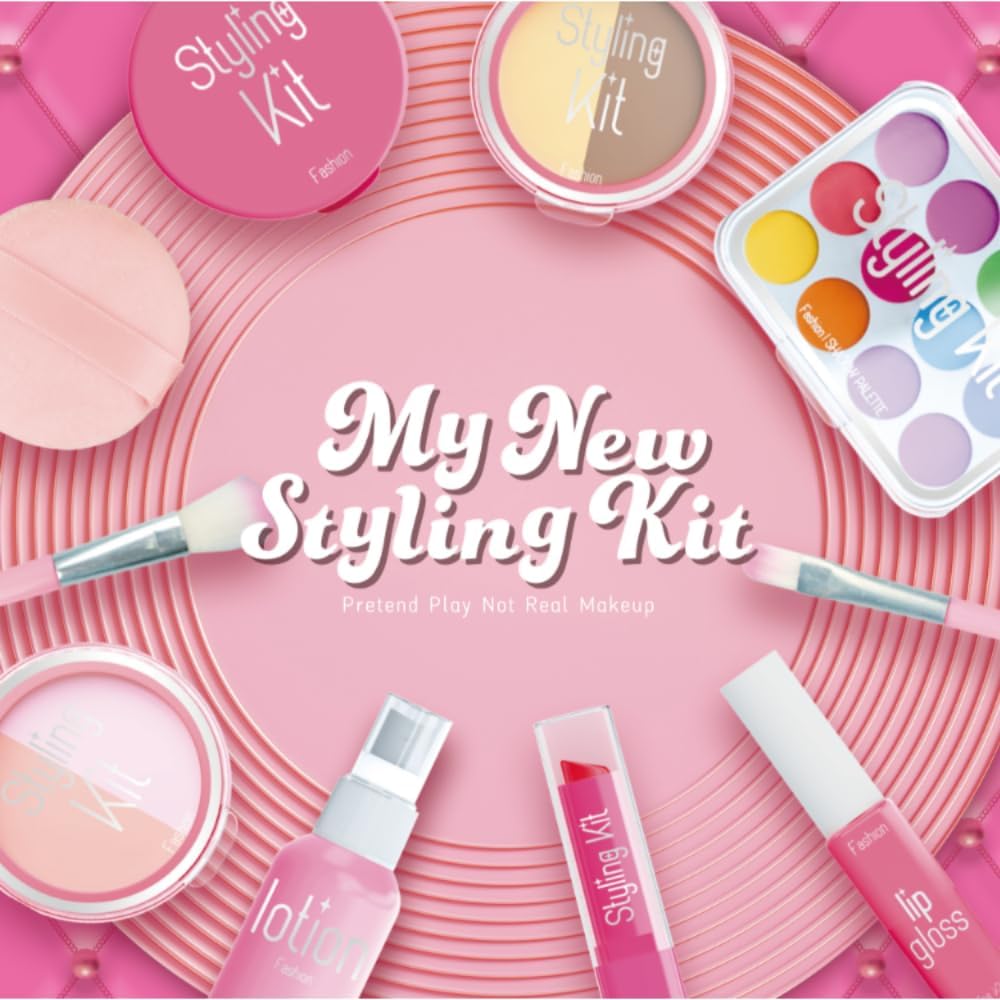 Juguete de maquillaje para niños para niñas, kit de maquillaje de s...