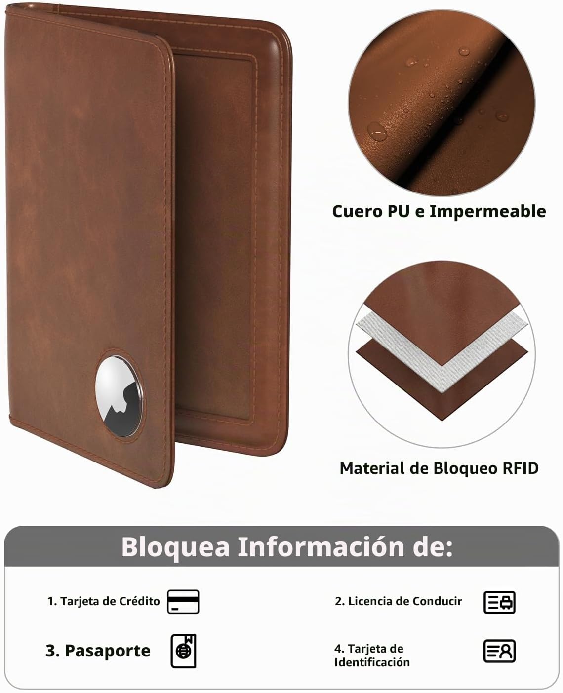 Stouchi AirTag - Cartera de viaje delgada RFID | Cuero PU ultradelg...