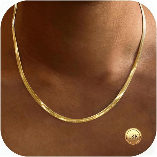 Surart Collar de oro de 18 quilates para mujer, collar de cadena de...