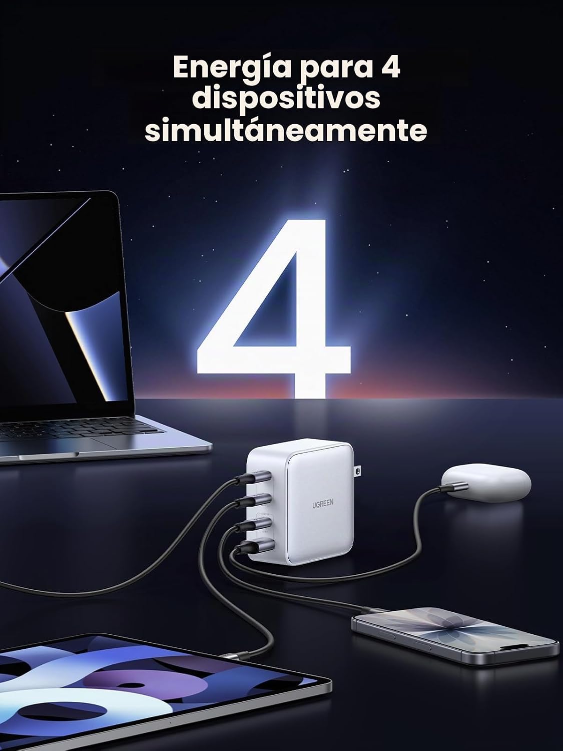UGREEN Nexode - Cargador USB C GaN de 100 W, adaptador de corriente...