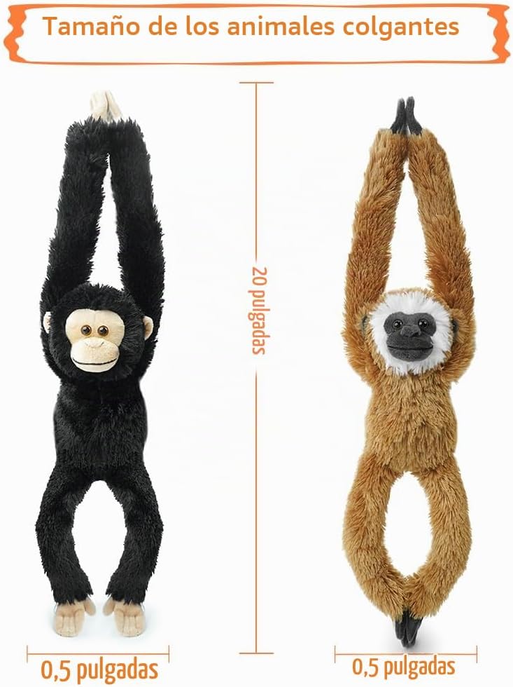Hideekoog Monos de peluche colgantes, 2 piezas de mono chimpancé, h...