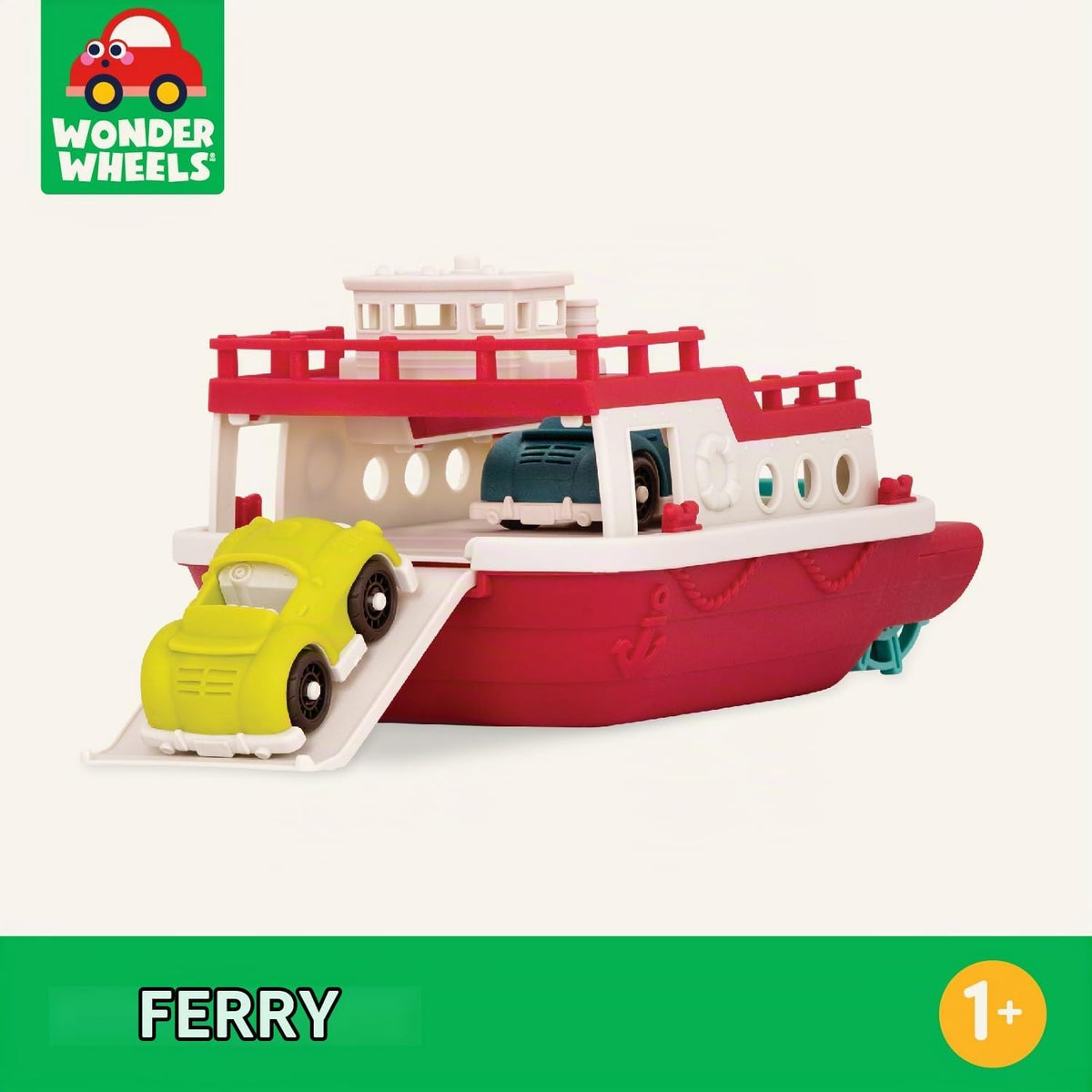 Battat Wonder Wheels - Barco de juguete de baño con 2 coches, juego...