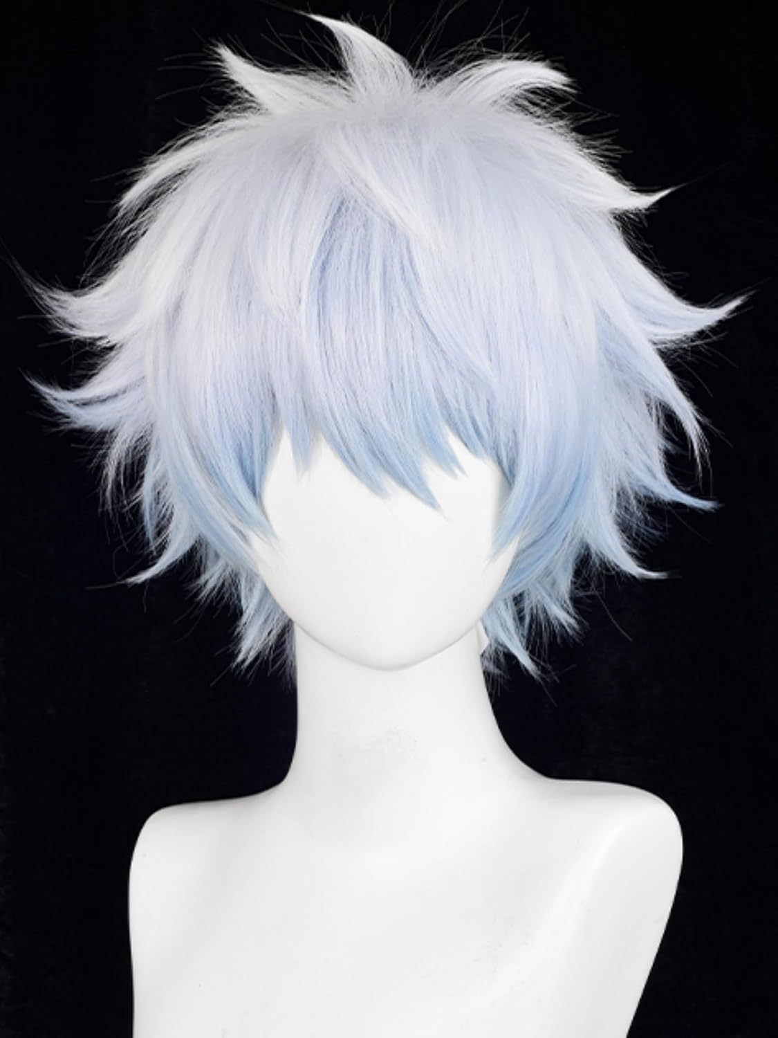 Peluca corta de anime azul claro para hombres, pelucas masculinas d...