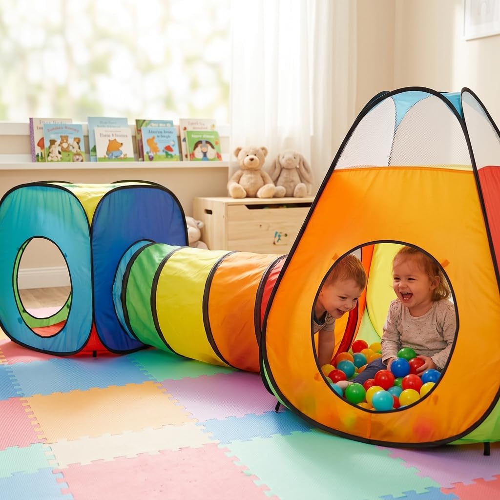 NUBUNI Tienda de campaña desplegable de 3 piezas: 1 túnel de gateo...