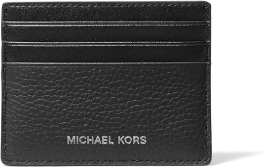 Michael Kors Hudson - Estuche alto para tarjetas, piel granulada negra