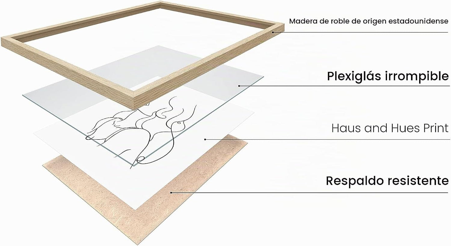 RipGrip Arte minimalista para pared, juego de 4 dibujos de silueta...
