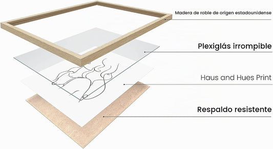 RipGrip Arte minimalista para pared, juego de 4 dibujos de silueta...