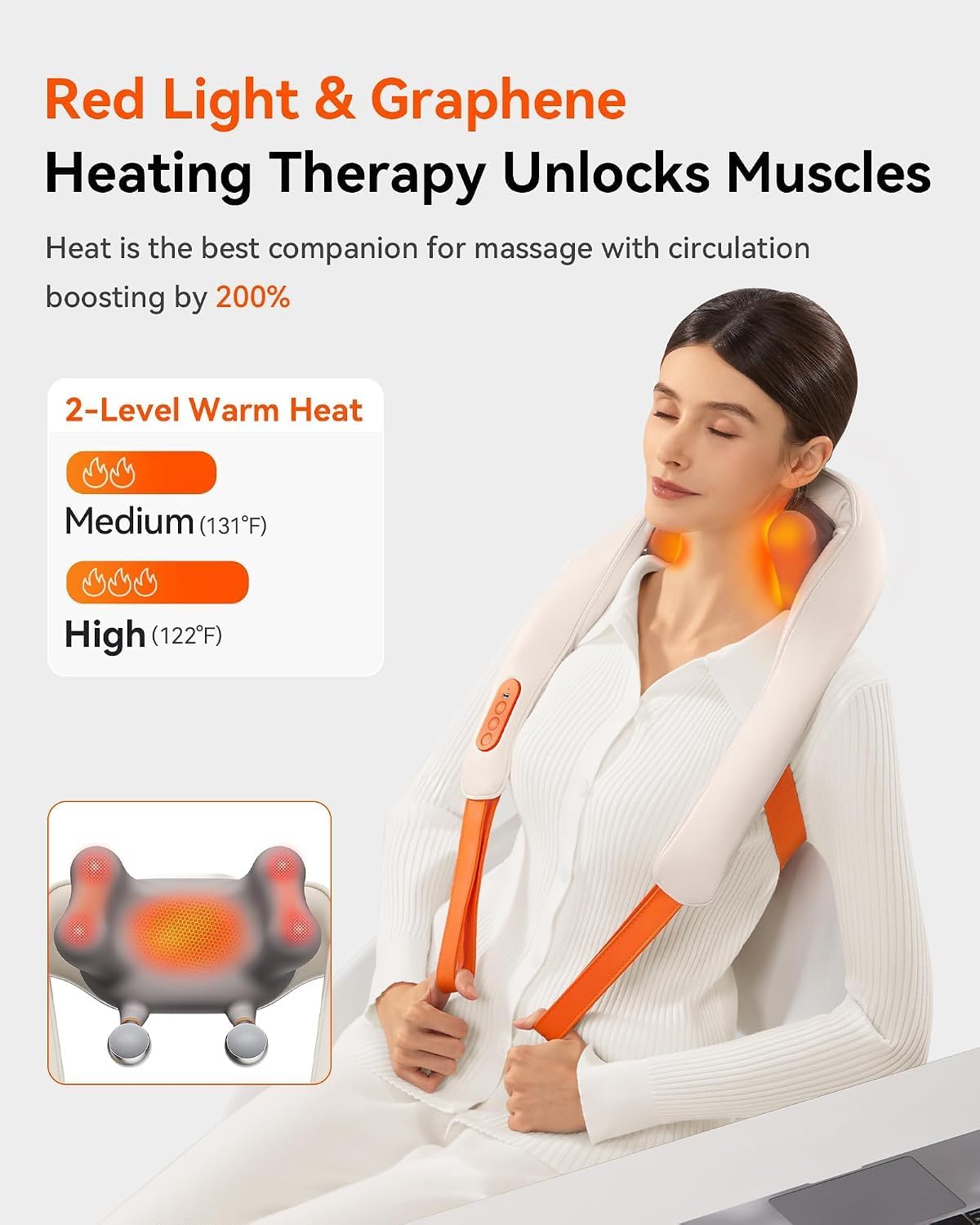 IKEEPFIT Masajeador de cuello inalámbrico con calor, masajeador de...