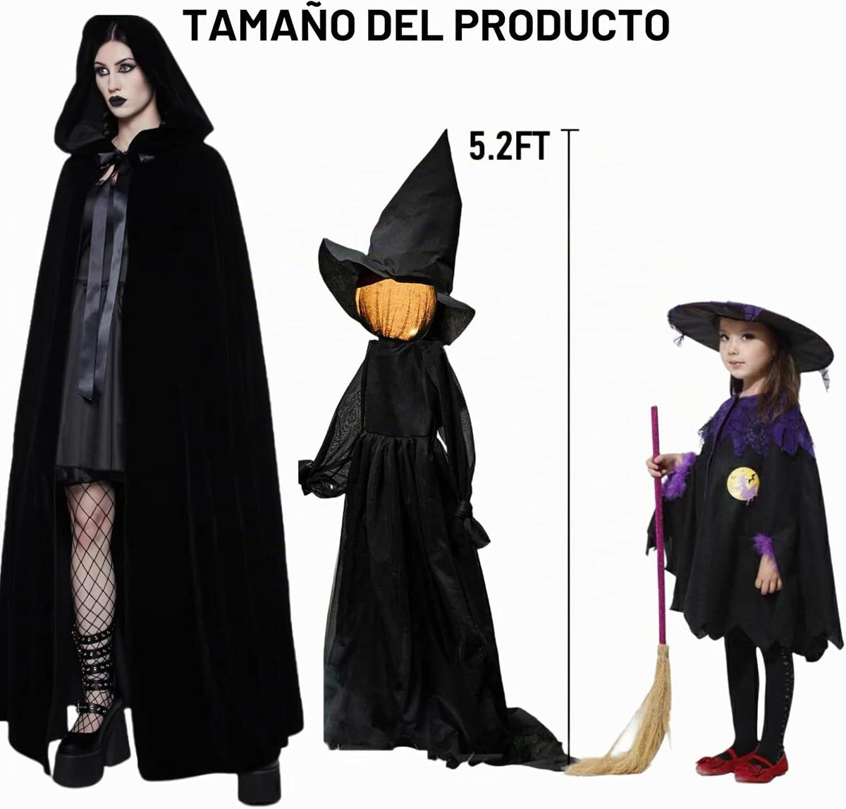 Decoraciones de bruja de Halloween para exteriores, gran luz tomada...