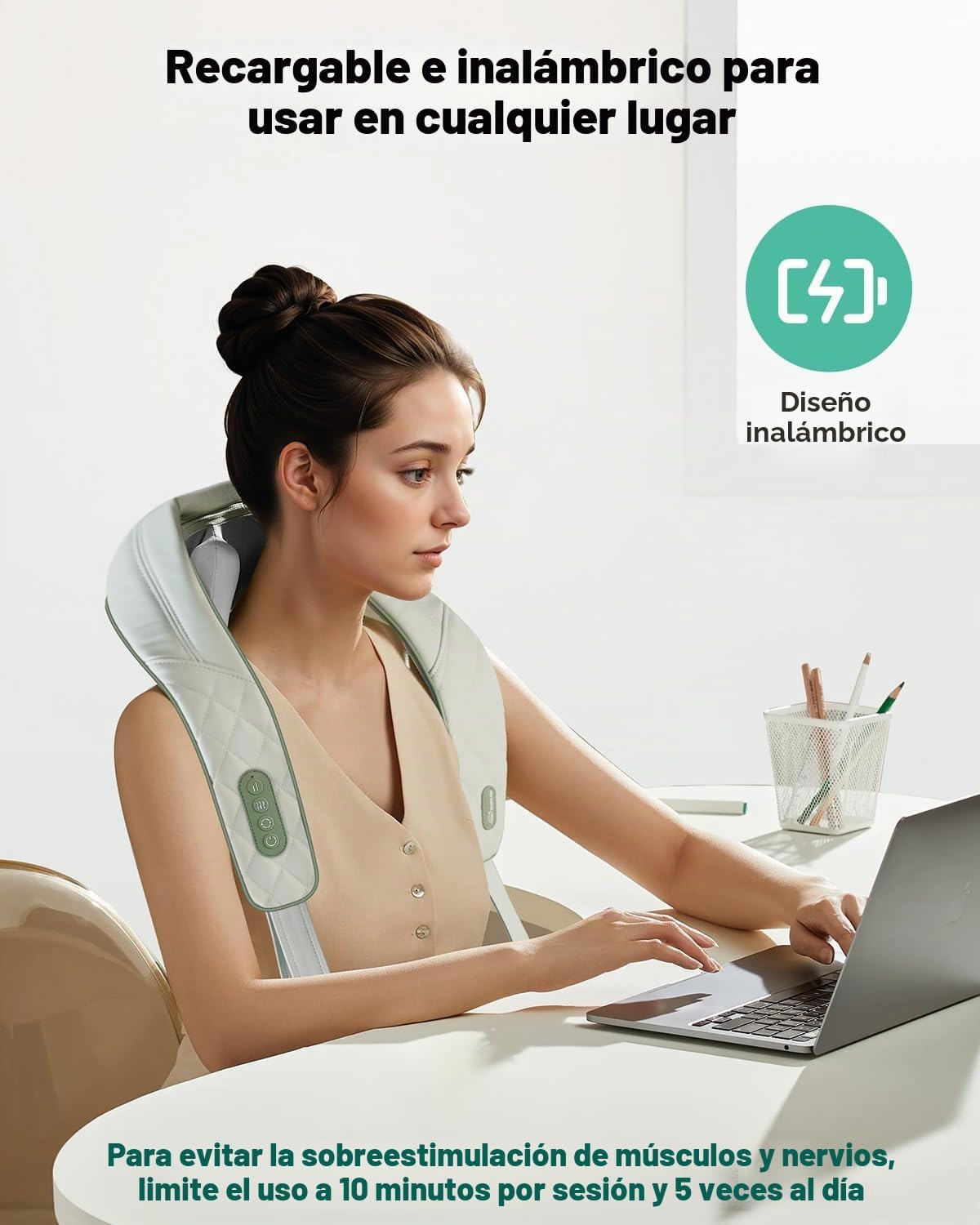 Snailax - Almohada masajeadora inalámbrica para cuello y hombros co...