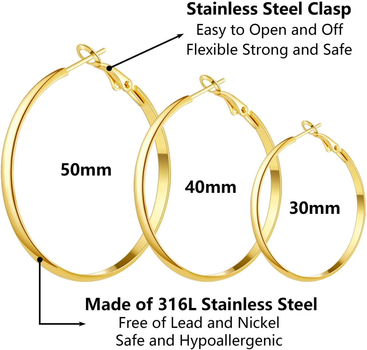 5\/12 Pares Pendientes de Aro Chapados en Oro y Plata para Mujer, J...