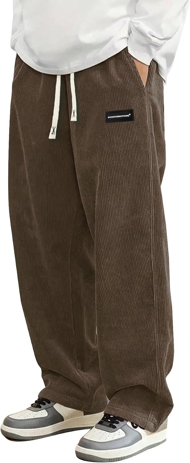 Hidkat Pantalones de corduroy casual para hombre, pantalones de pie...