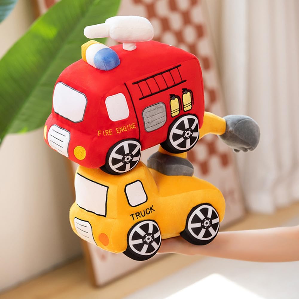 XIYUAN Cojín de peluche rojo de autobús escolar con diseño de caric...