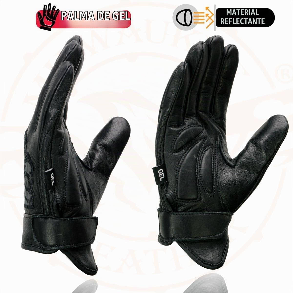 Milwaukee Leather Guantes de piel para hombre "Calavera reflect...